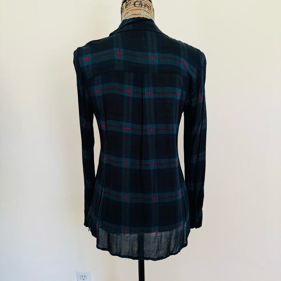 Don't Ask Why American Eagle Navy Plaid Button Up Made in Italy Shirt OSFM - Picture 6 of 8